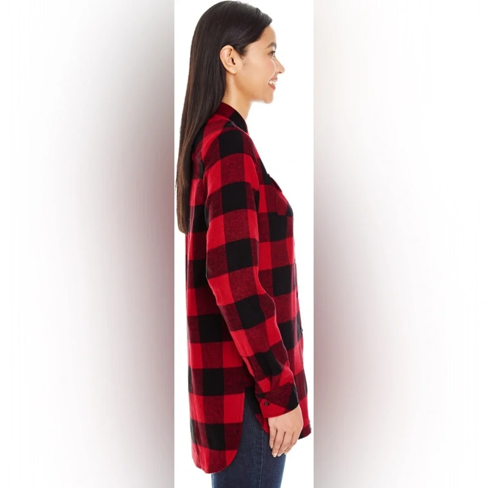 Burnside Vintage Plaid Boyfriend Flannel Shirt Red Black Large Huskers Nebraska - Picture 5 of 16